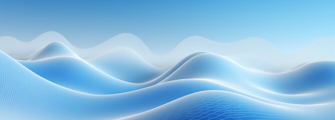 Fototapeta premium A sound wave banner in a soft blue color, generative AI