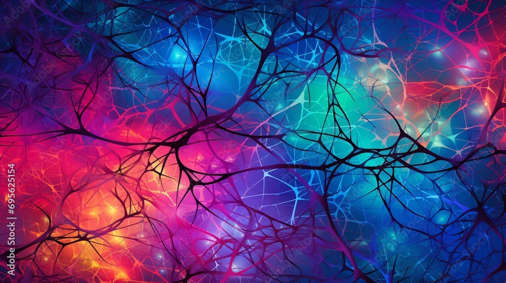 Wall mural abstract representation of growth and evolution depicted through an intricate web of interconnected 