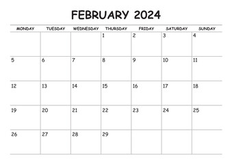 February 2024 calendar start from monday