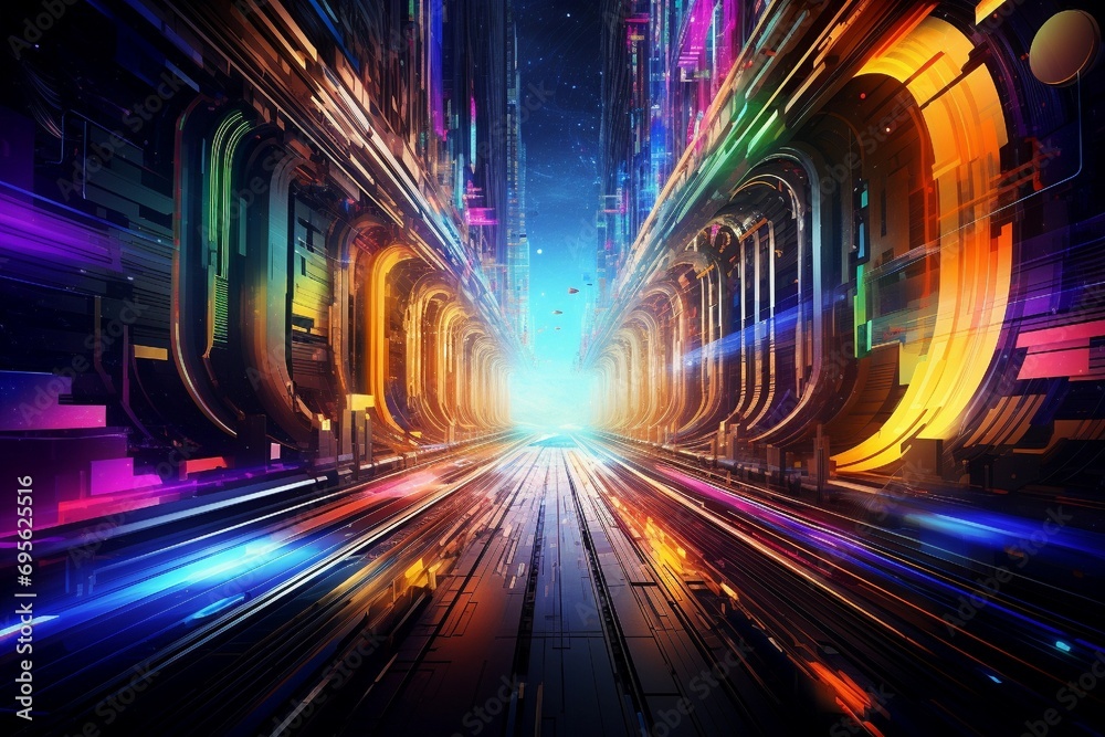 Wall mural abstract representation of innovation and creativity showcased in a dynamic fusion of technological 