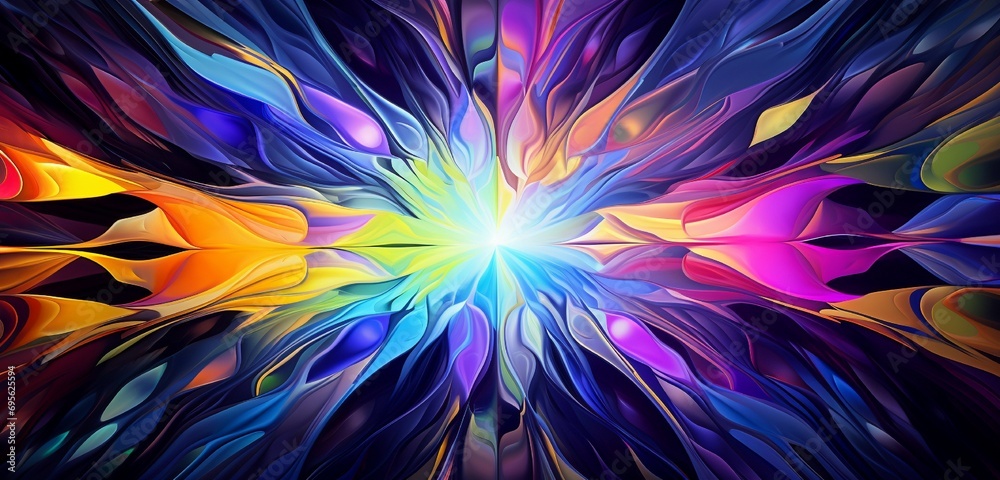 Sticker abstract representation of transformation and metamorphosis portrayed through a kaleidoscope of evol
