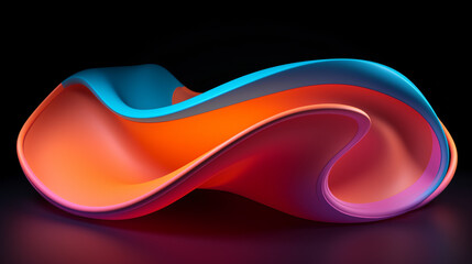 Abstract 3d render colorful shape with curved lines