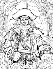 Fototapeta na wymiar Pirate coloring page 