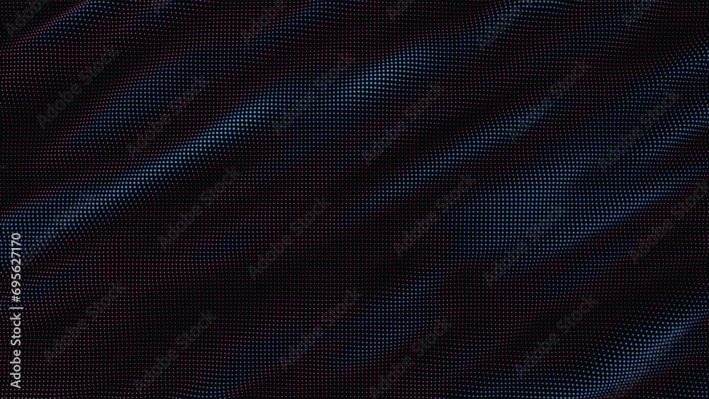 Poster waves of colorful points. digital data splash of point array. futuristic smooth glitch ui element