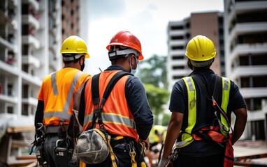 Obraz premium A group of workers at a construction site