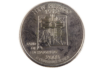 New Mexico United States Quarter Close-up On White Background