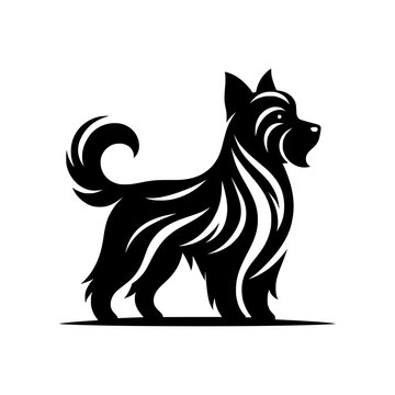 Vector of a black silhouette of a cute dog isolated on a transparent background