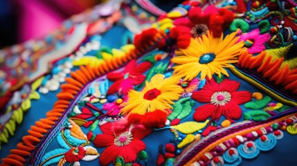 Obraz na płótnie Canvas intricate embroidery and vibrant colors of costumes at the Manizales Fair generative ai