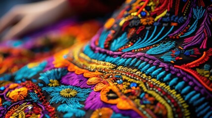 intricate embroidery and vibrant colors of costumes at the Manizales Fair generative ai - obrazy, fototapety, plakaty