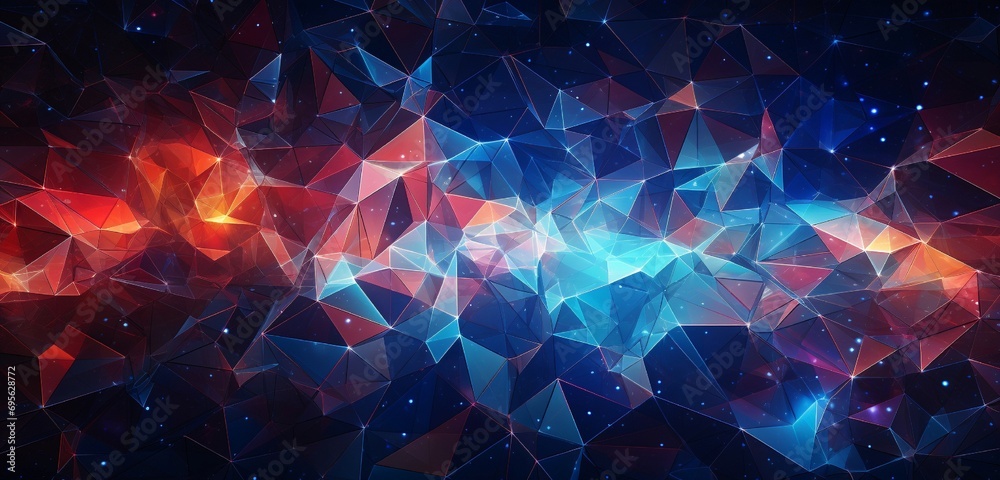 Wall mural conceptual abstraction of connectivity and unity depicted through a mosaic of interlocking geometric