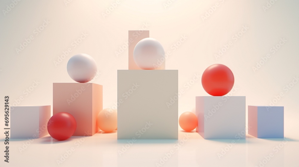 Poster conceptual abstraction of harmony and balance showcased in an arrangement of geometric shapes and so