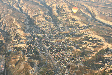 Aerial view of the village in Goreme, Cappadocia, Turkey