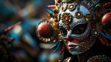 intricate handcrafted masks in the Negros y Blancos Carnival generative ai - obrazy, fototapety, plakaty