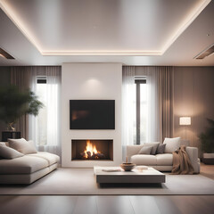 modern living room with fireplace