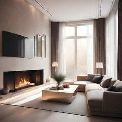 Fototapeta premium living room with fireplace