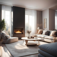 modern living room with fireplace