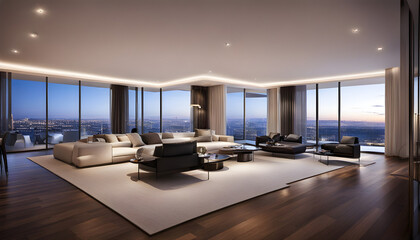 modern living room apartment city view