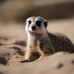 Fototapeta premium A sophisticated meerkat in a business suit, posing for a portrait in its burrow1
