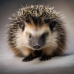Fototapeta premium An elegant porcupine in formal attire, posing for a portrait with careful poise1