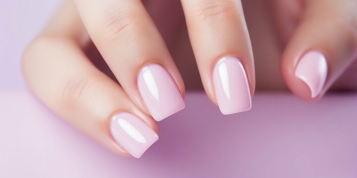 Elegant Pink Manicure on Soft Fabric Background. Generative ai
