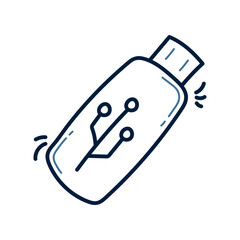 Hand drawn usb flash drive doodle line illustration. usb flash drive doodle icon vector.