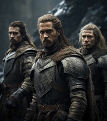 Obraz premium Viking warrior man, chronicles of viking warrior: saga of strength, valor, conquest in untamed north - a tale of fierce battles, epic journeys, and indomitable spirit of Norseman forging his destiny.