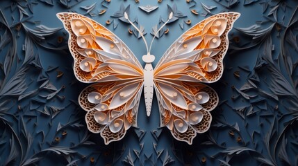 paper origami butterfly with fantasy background and dynamic lighting