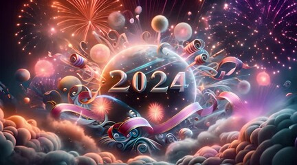 New Year 2024 animation, fireworks