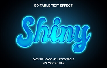 Shiny editable text effect template, 3d cartoon glossy style typeface, premium vector