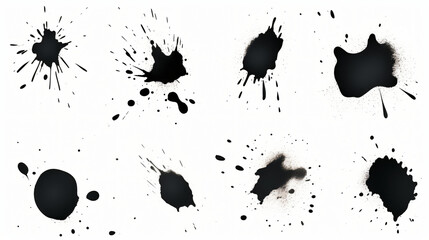 Black ink spots set on white background