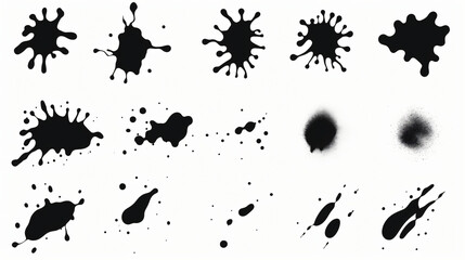 Black ink spots set on white background