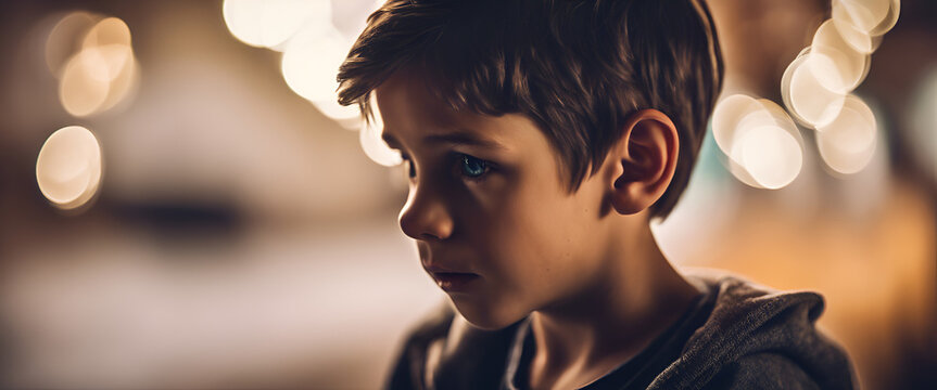 Serious Portrait: Close-Up Of A Boy - Expressive Face With Copy Space, Reflecting A Range Of Emotions From Contemplation To Displeasure - Portrait Of A Boy