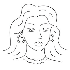 Beautiful girl line art sketch portrait