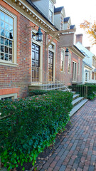 Stone steps leading to the front door of the house.