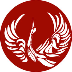 Obraz premium おめでたい鶴のシンプルシルエットマーク