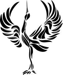 おめでたい鶴のシンプルシルエットイラスト