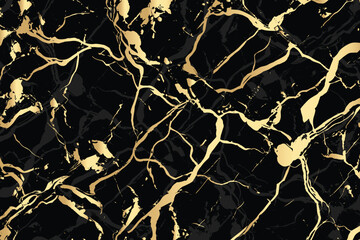 Luxury Black and Gold Marble texture background vector. Panoramic Marbling texture design for Banner, invitation, wallpaper, headers, website, print a