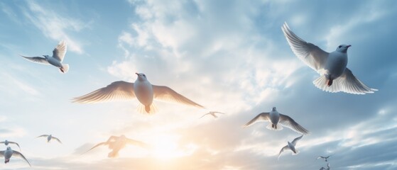 Obraz premium Birds in flight. Concept of grace and freedom of soaring birds