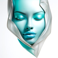 Futuristisches weibliches Porträt in metallischer Ästhetik, Generative AI