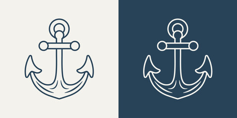 Vector Anchors. Anchor Silhouette Icon Set. Anchor with Outline. Anchor Design Template. Vector Illustration