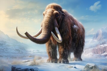 Mammoth animal illustration. Mastodon neolithic fauna. Generate Ai