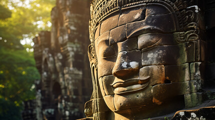 Obraz premium Buddha head in Bayon temple of Cambodia