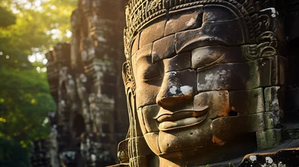 Poster Buddha head in Bayon temple of Cambodia © ayyan