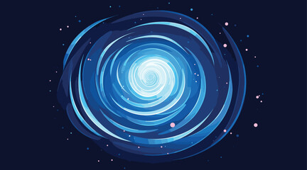 vector artwork that highlights the beauty of a distant spiral galaxy, with a minimalist approach that brings out its clarity and grace. cosmic blues, spiral galaxy details