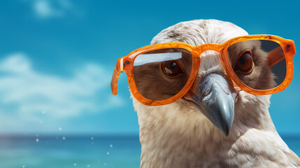 Bird with sunglasses.