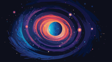 vector artwork that highlights the beauty of a distant spiral galaxy, with a minimalist approach that brings out its clarity and grace. cosmic blues, spiral galaxy details
