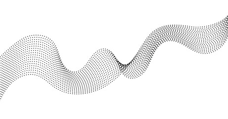 Flowing Dot Wave Pattern Halftone Curve Shape on Transparent Background