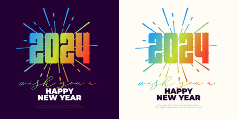 Happy new year 2024 celebration design. Elegant, colorful vector design for happy new year greetings poster, banner & social media post. © Opener Designs