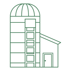 Silo line art. Vector illustration with agriculture theme and line art vector style. Editable vector element.