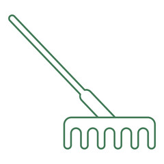 Rake line art. Vector illustration with agriculture theme and line art vector style. Editable vector element.